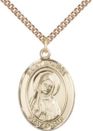 [7079GF/24GF] 14kt Gold Filled Saint Monica Pendant on a 24 inch Gold Filled Heavy Curb chain