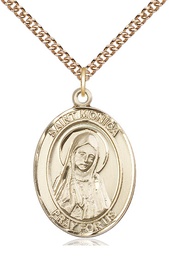 [7079GF/24GF] 14kt Gold Filled Saint Monica Pendant on a 24 inch Gold Filled Heavy Curb chain