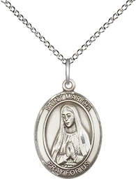 [8075SS/18SS] Sterling Silver Saint Martha Pendant on a 18 inch Sterling Silver Light Curb chain