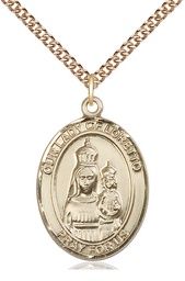 [7082GF/24GF] 14kt Gold Filled Our Lady of Loretto Pendant on a 24 inch Gold Filled Heavy Curb chain