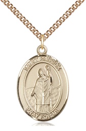 [7084GF/24GF] 14kt Gold Filled Saint Patrick Pendant on a 24 inch Gold Filled Heavy Curb chain