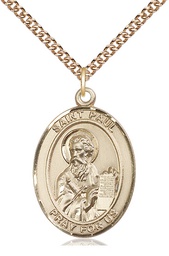[7086GF/24GF] 14kt Gold Filled Saint Paul the Apostle Pendant on a 24 inch Gold Filled Heavy Curb chain