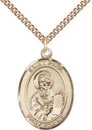 [7086GF/24GF] 14kt Gold Filled Saint Paul the Apostle Pendant on a 24 inch Gold Filled Heavy Curb chain