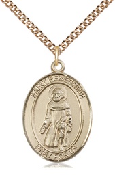 [7088GF/24GF] 14kt Gold Filled Saint Peregrine Laziosi Pendant on a 24 inch Gold Filled Heavy Curb chain
