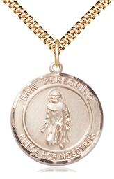[7088RDSPGF/24GF] 14kt Gold Filled San Peregrino Pendant on a 24 inch Gold Filled Heavy Curb chain