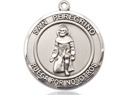 [7088RDSPSS] Sterling Silver San Peregrino Medal