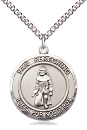 [7088RDSPSS/24SS] Sterling Silver San Peregrino Pendant on a 24 inch Sterling Silver Heavy Curb chain