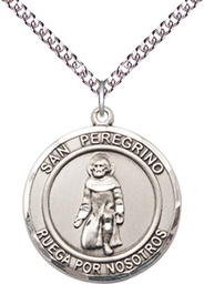 [7088RDSPSS/24SS] Sterling Silver San Peregrino Pendant on a 24 inch Sterling Silver Heavy Curb chain