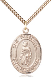 [7088SPGF/24GF] 14kt Gold Filled San Peregrino Pendant on a 24 inch Gold Filled Heavy Curb chain