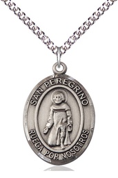 [7088SPSS/24SS] Sterling Silver San Peregrino Pendant on a 24 inch Sterling Silver Heavy Curb chain