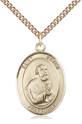 [7090GF/24GF] 14kt Gold Filled Saint Peter the Apostle Pendant on a 24 inch Gold Filled Heavy Curb chain