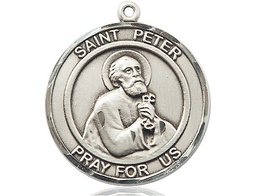 [7090RDSS] Sterling Silver Saint Peter the Apostle Medal