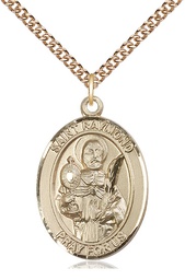 [7091GF/24GF] 14kt Gold Filled Saint Raymond Nonnatus Pendant on a 24 inch Gold Filled Heavy Curb chain