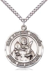 [7091RDSPSS/24SS] Sterling Silver San Raymon Nonato Pendant on a 24 inch Sterling Silver Heavy Curb chain
