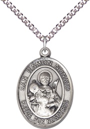 [7091SPSS/24SS] Sterling Silver San Raymon Nonato Pendant on a 24 inch Sterling Silver Heavy Curb chain
