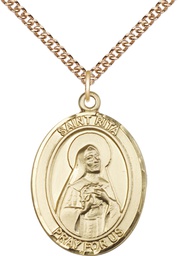[7094GF/24GF] 14kt Gold Filled Saint Rita of Cascia Pendant on a 24 inch Gold Filled Heavy Curb chain