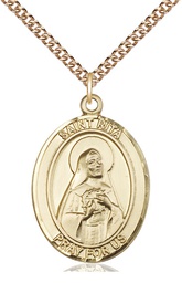 [7094GF/24GF] 14kt Gold Filled Saint Rita of Cascia Pendant on a 24 inch Gold Filled Heavy Curb chain