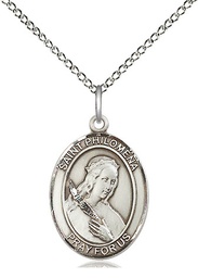 [8077SS/18SS] Sterling Silver Saint Philomena Pendant on a 18 inch Sterling Silver Light Curb chain