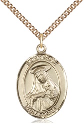 [7095GF/24GF] 14kt Gold Filled Saint Rose of Lima Pendant on a 24 inch Gold Filled Heavy Curb chain