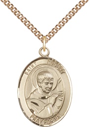 [7096GF/24GF] 14kt Gold Filled Saint Robert Bellarmine Pendant on a 24 inch Gold Filled Heavy Curb chain