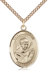 [7096GF/24GF] 14kt Gold Filled Saint Robert Bellarmine Pendant on a 24 inch Gold Filled Heavy Curb chain