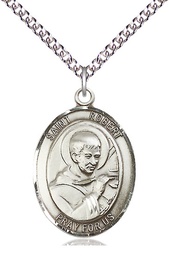 [7096SS/24SS] Sterling Silver Saint Robert Bellarmine Pendant on a 24 inch Sterling Silver Heavy Curb chain
