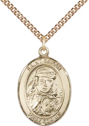 [7097GF/24GF] 14kt Gold Filled Saint Sarah Pendant on a 24 inch Gold Filled Heavy Curb chain