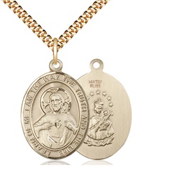 [7098GF/24G] 14kt Gold Filled Scapular Pendant on a 24 inch Gold Plate Heavy Curb chain