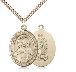 [7098GF/24GF] 14kt Gold Filled Scapular Pendant on a 24 inch Gold Filled Heavy Curb chain