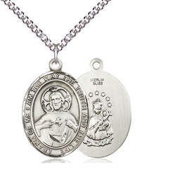 [7098SS/24SS] Sterling Silver Scapular Pendant on a 24 inch Sterling Silver Heavy Curb chain