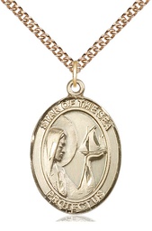 [7101GF/24GF] 14kt Gold Filled Our Lady Star of the Sea Pendant on a 24 inch Gold Filled Heavy Curb chain