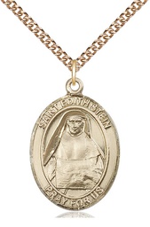 [7103GF/24GF] 14kt Gold Filled Saint Edith Stein Pendant on a 24 inch Gold Filled Heavy Curb chain