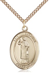[7104GF/24GF] 14kt Gold Filled Saint Stephen the Martyr Pendant on a 24 inch Gold Filled Heavy Curb chain