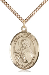 [7106GF/24GF] 14kt Gold Filled Saint Theresa Pendant on a 24 inch Gold Filled Heavy Curb chain