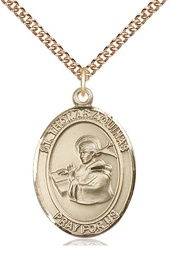 [7108GF/24GF] 14kt Gold Filled Saint Thomas Aquinas Pendant on a 24 inch Gold Filled Heavy Curb chain