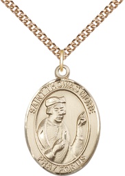 [7109GF/24GF] 14kt Gold Filled Saint Thomas More Pendant on a 24 inch Gold Filled Heavy Curb chain