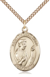[7109GF/24GF] 14kt Gold Filled Saint Thomas More Pendant on a 24 inch Gold Filled Heavy Curb chain