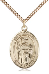 [7113GF/24GF] 14kt Gold Filled Saint Casimir of Poland Pendant on a 24 inch Gold Filled Heavy Curb chain