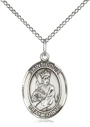 [8081SS/18SS] Sterling Silver Saint Louis Pendant on a 18 inch Sterling Silver Light Curb chain