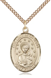 [7115GF/24GF] 14kt Gold Filled Our Lady of la Vang Pendant on a 24 inch Gold Filled Heavy Curb chain