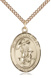 [7118GF/24GF] 14kt Gold Filled Guardian Angel w/Child Pendant on a 24 inch Gold Filled Heavy Curb chain