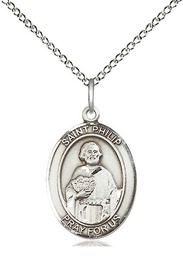 [8083SS/18SS] Sterling Silver Saint Philip the Apostle Pendant on a 18 inch Sterling Silver Light Curb chain