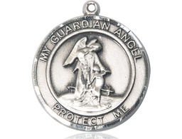 [7118RDSS] Sterling Silver Guardian Angel Medal