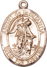 [7118SPGF] 14kt Gold Filled Angel de la Guarda Medal