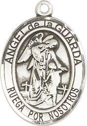 [7118SPSS] Sterling Silver Angel de la Guarda Medal