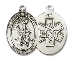 [7118SS10] Sterling Silver Guardian Angel EMT Medal
