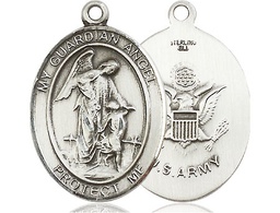 [7118SS2] Sterling Silver Guardian Angel Army Medal