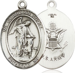 [7118SS2] Sterling Silver Guardian Angel Army Medal