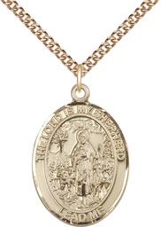 [7119GF/24GF] 14kt Gold Filled Lord Is My Shepherd Pendant on a 24 inch Gold Filled Heavy Curb chain