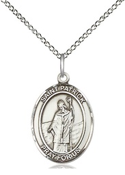 [8084SS/18SS] Sterling Silver Saint Patrick Pendant on a 18 inch Sterling Silver Light Curb chain